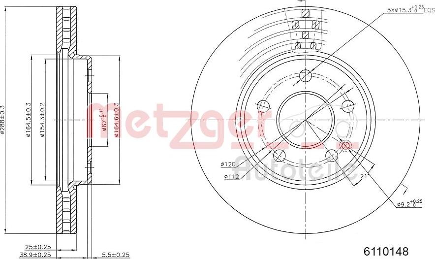 Metzger 6110148 - Тормозной диск autospares.lv