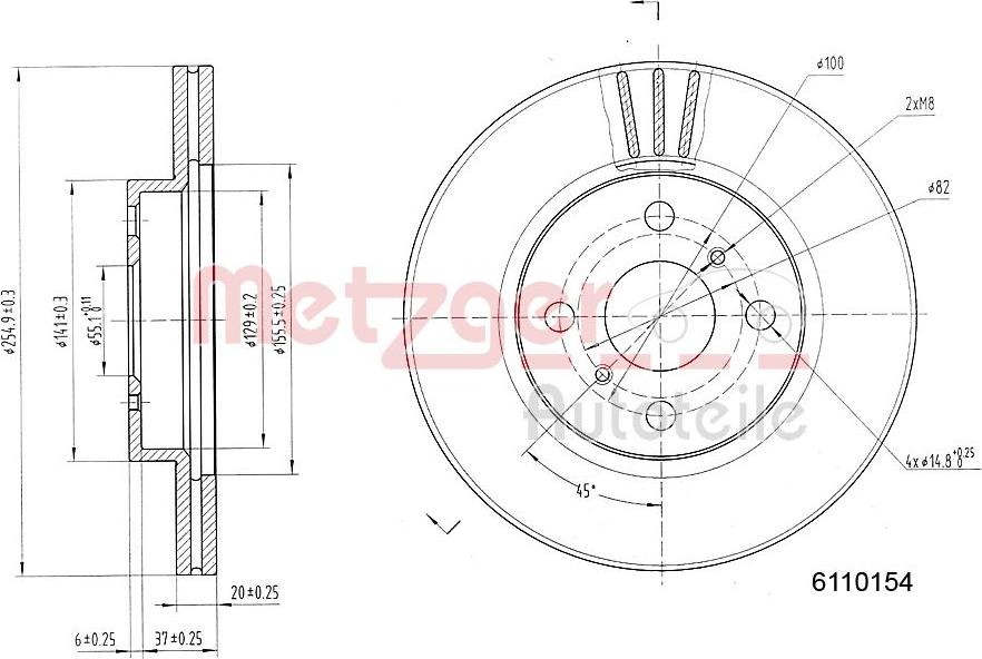 Metzger 6110154 - Тормозной диск autospares.lv