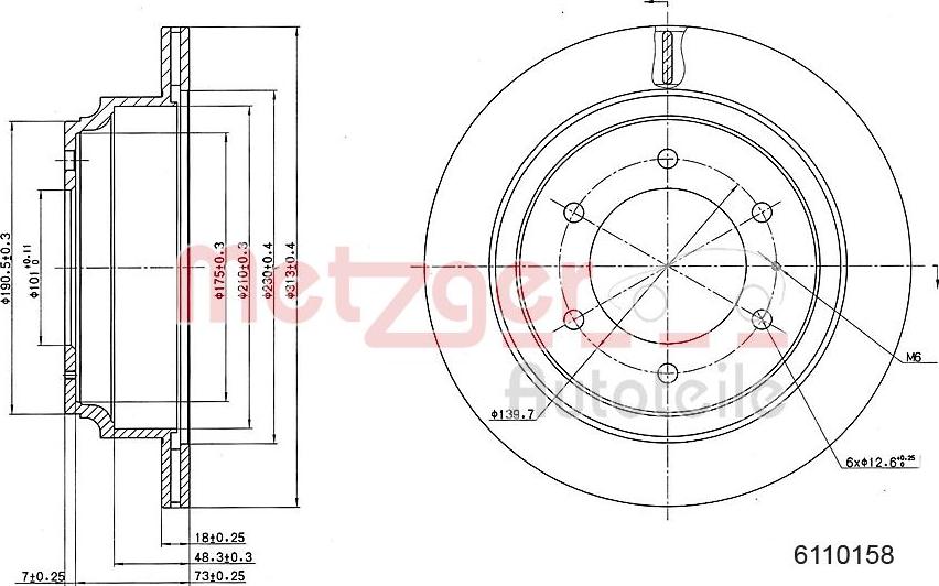 Metzger 6110158 - Тормозной диск autospares.lv