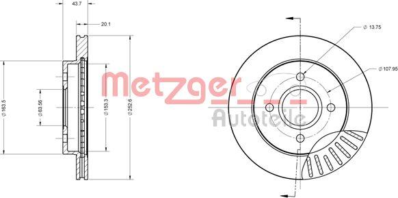 Metzger 6110157 - Тормозной диск autospares.lv