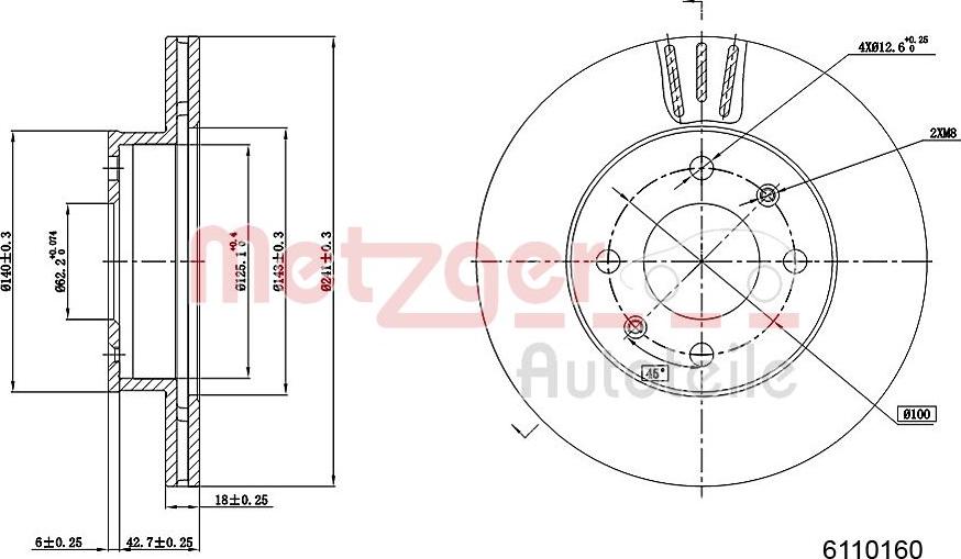 Metzger 6110160 - Тормозной диск autospares.lv