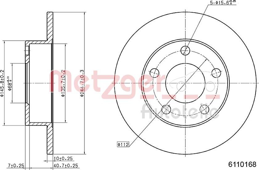 Metzger 6110168 - Тормозной диск autospares.lv