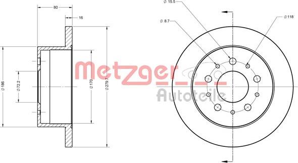Metzger 6110163 - Тормозной диск autospares.lv