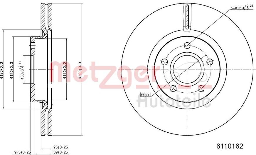 Metzger 6110162 - Тормозной диск autospares.lv