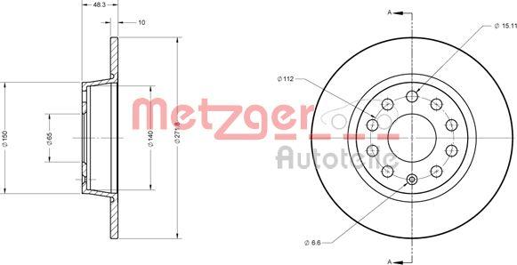 Metzger 6110108 - Тормозной диск autospares.lv