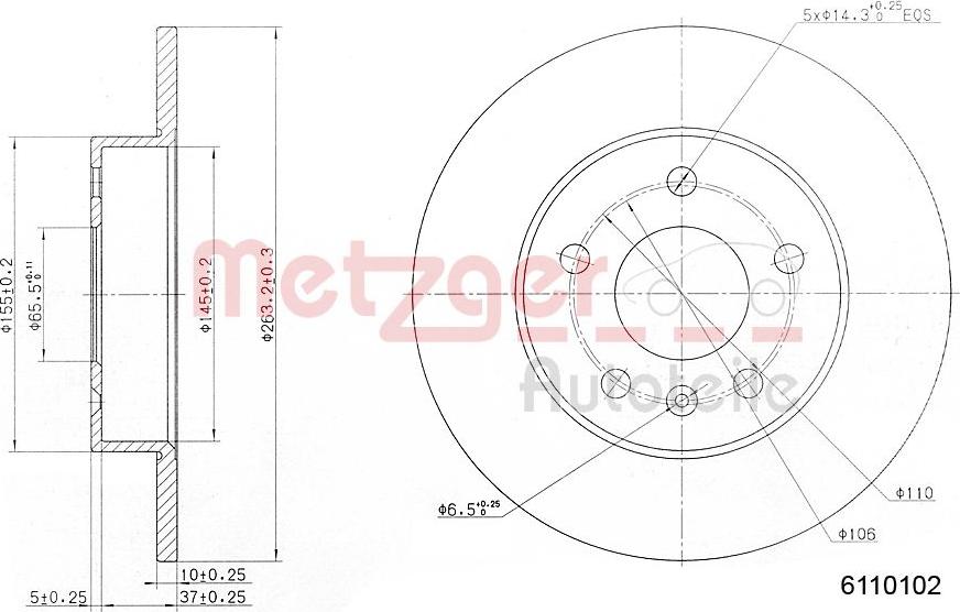 Metzger 6110102 - Тормозной диск autospares.lv