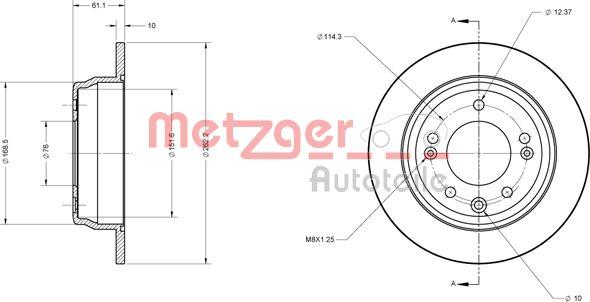 Metzger 6110107 - Тормозной диск autospares.lv