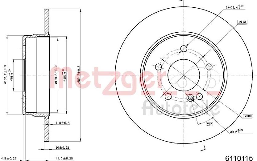 Metzger 6110115 - Тормозной диск autospares.lv