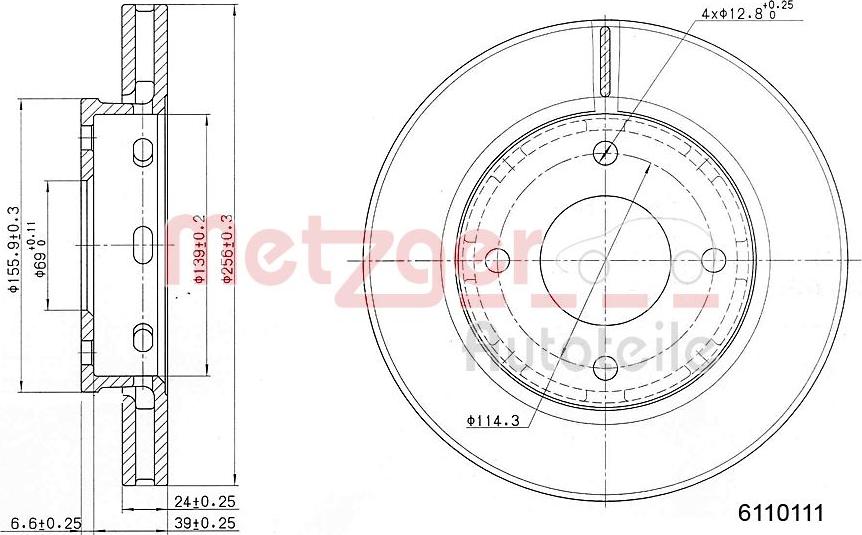 Metzger 6110111 - Тормозной диск autospares.lv