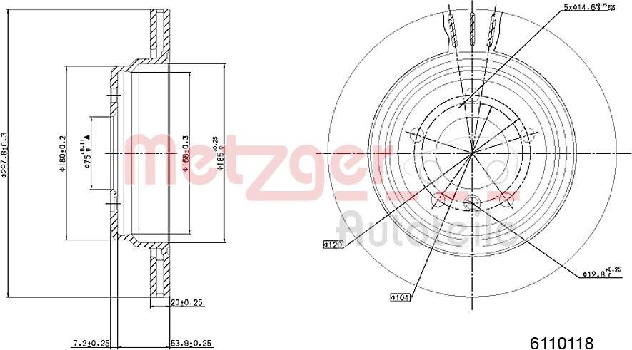 Metzger 6110118 - Тормозной диск autospares.lv