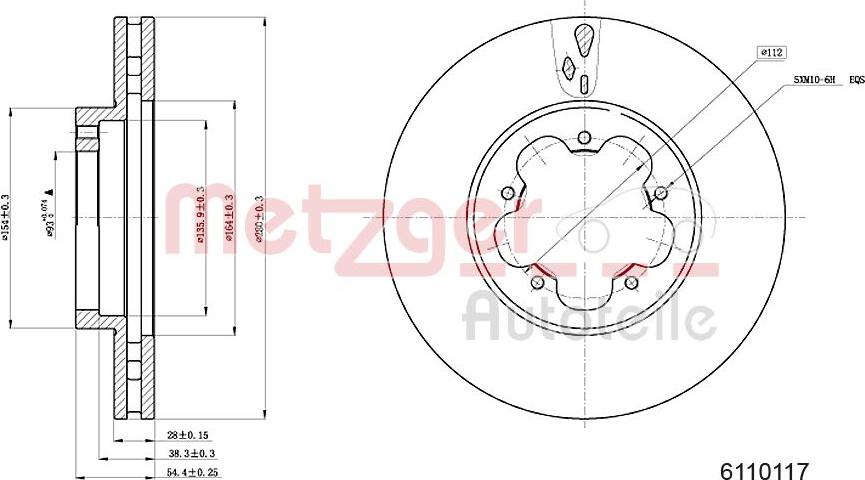 Metzger 6110117 - Тормозной диск autospares.lv