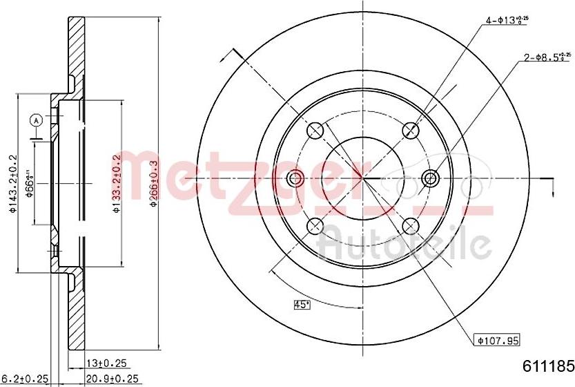 Metzger 6110185 - Тормозной диск autospares.lv