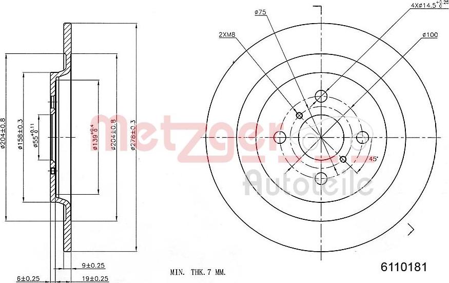 Metzger 6110181 - Тормозной диск autospares.lv