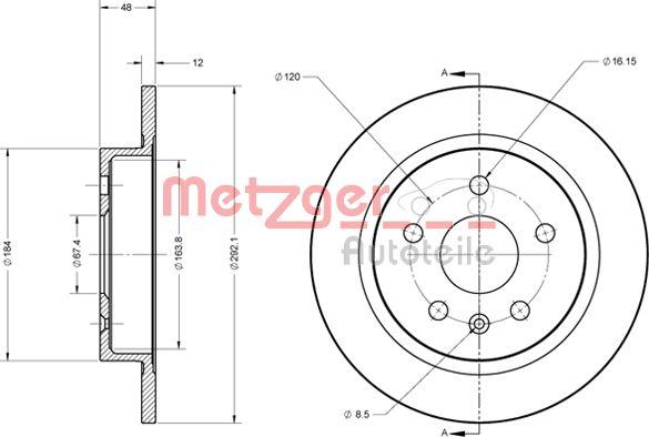 Metzger 6110188 - Тормозной диск autospares.lv