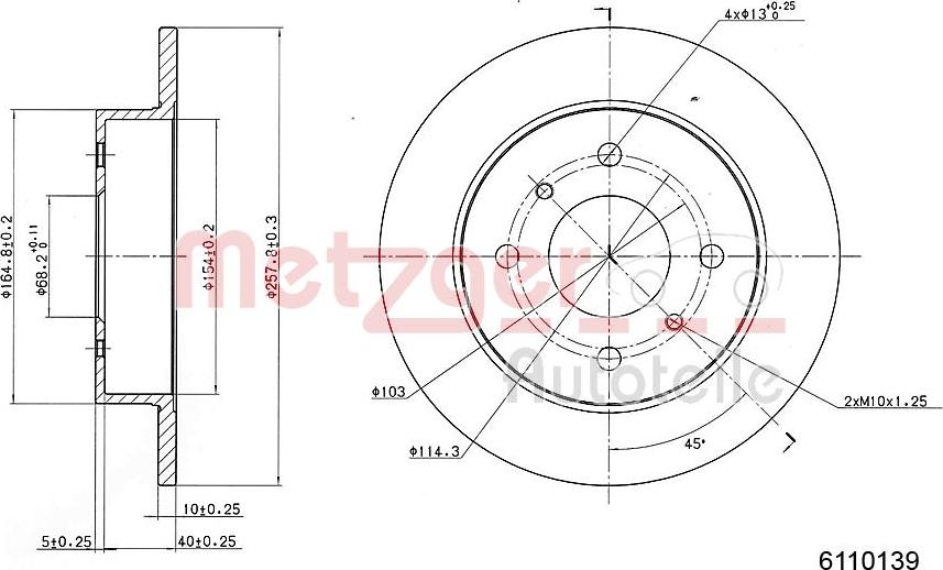 Metzger 6110139 - Тормозной диск autospares.lv