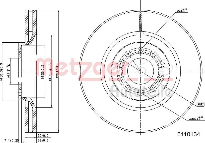 Metzger 6110134 - Тормозной диск autospares.lv