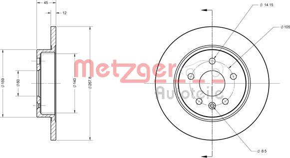 Metzger 6110130 - Тормозной диск autospares.lv