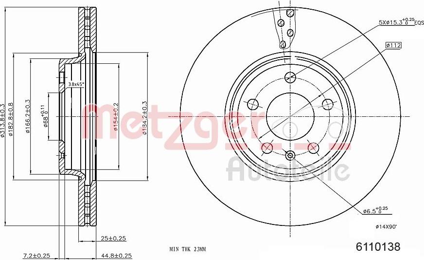 Metzger 6110138 - Тормозной диск autospares.lv