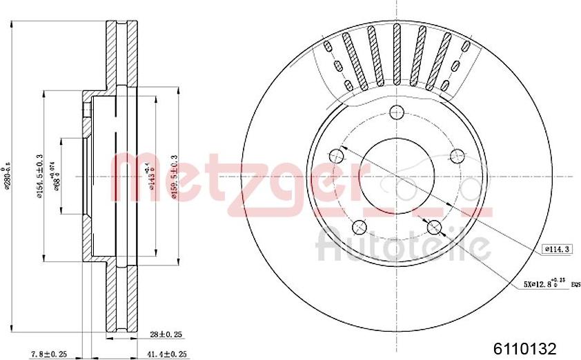 Metzger 6110132 - Тормозной диск autospares.lv