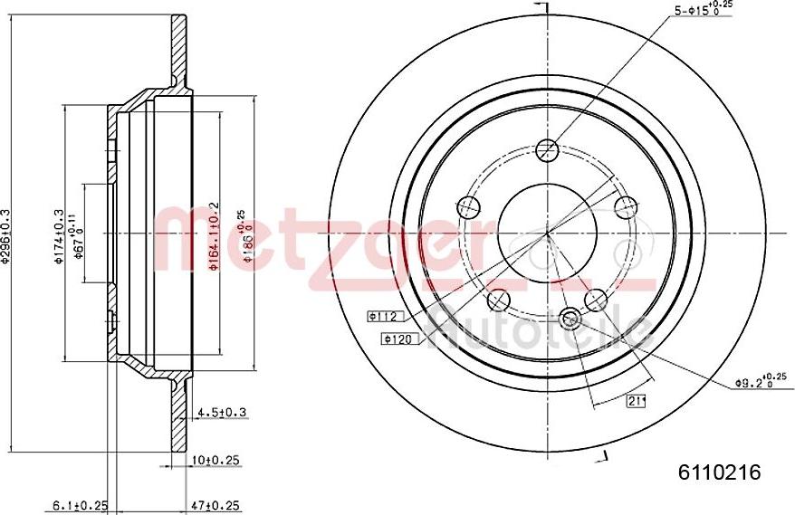 Metzger 6110126 - Тормозной диск autospares.lv