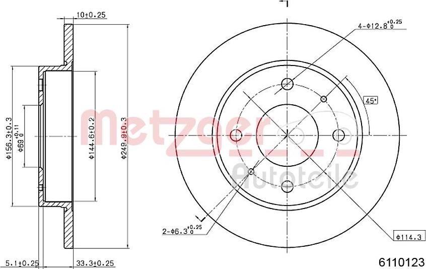 Metzger 6110123 - Тормозной диск autospares.lv