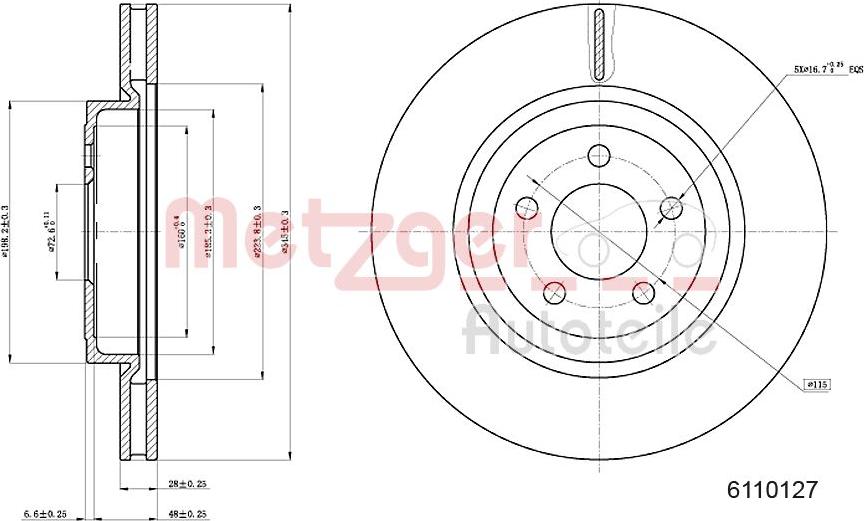 Metzger 6110127 - Тормозной диск autospares.lv