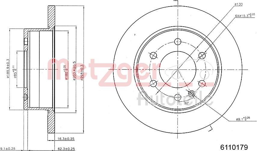 Metzger 6110179 - Тормозной диск autospares.lv