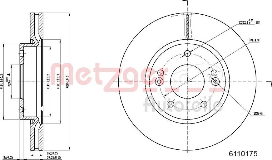 Metzger 6110175 - Тормозной диск autospares.lv