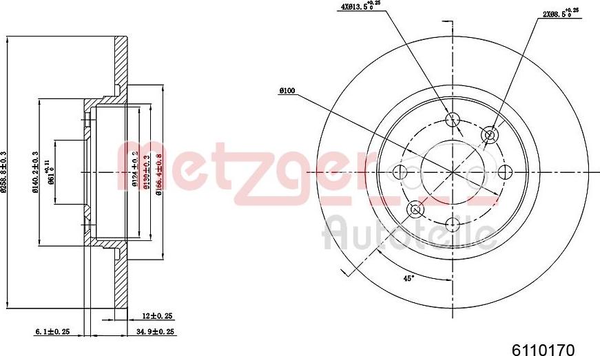 Metzger 6110170 - Тормозной диск autospares.lv