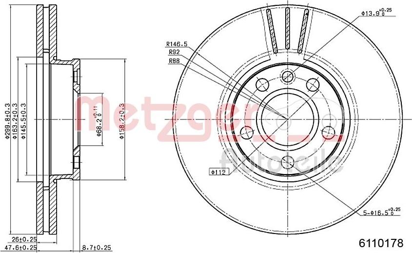 Metzger 6110178 - Тормозной диск autospares.lv