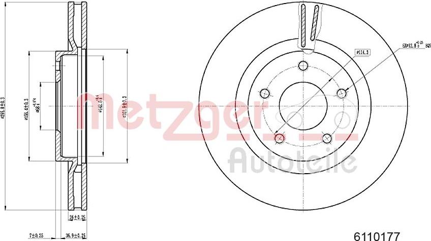 Metzger 6110177 - Тормозной диск autospares.lv