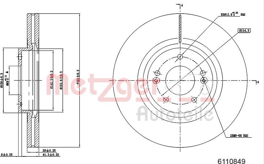 Metzger 6110849 - Тормозной диск autospares.lv