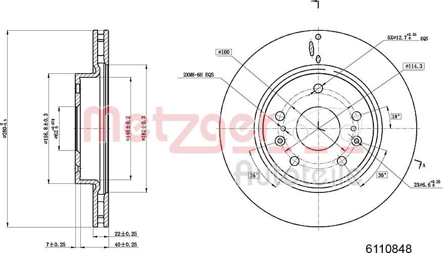 Metzger 6110848 - Тормозной диск autospares.lv