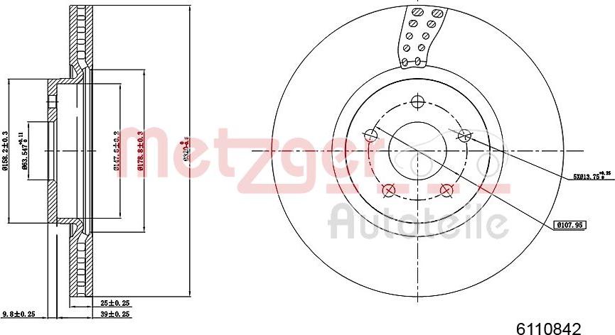 Metzger 6110842 - Тормозной диск autospares.lv