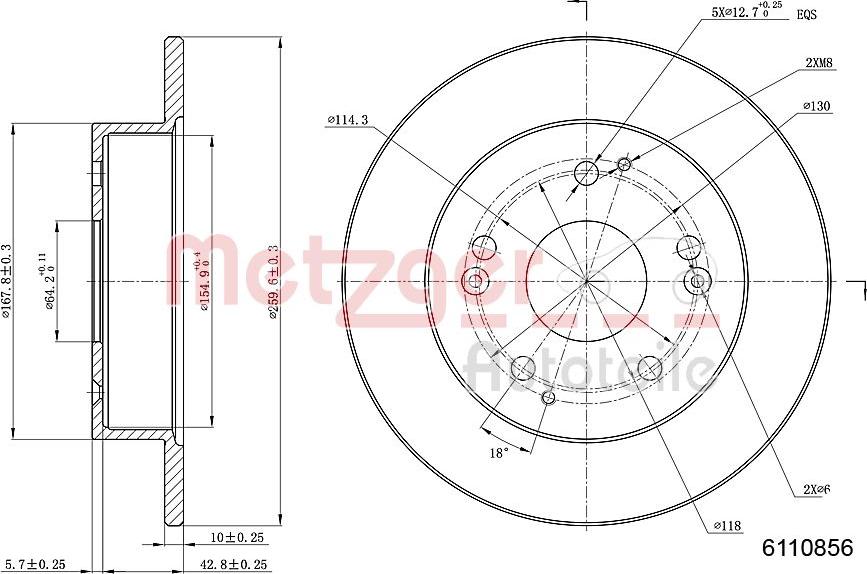 Metzger 6110856 - Тормозной диск autospares.lv