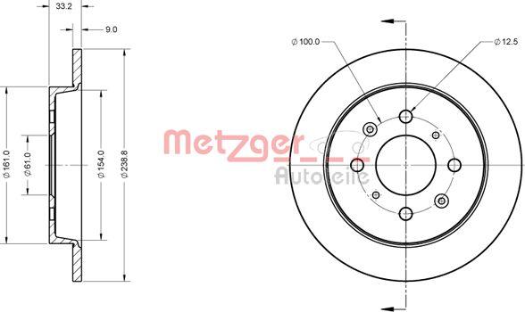 Metzger 6110857 - Тормозной диск autospares.lv