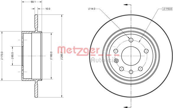 Metzger 6110865 - Тормозной диск autospares.lv