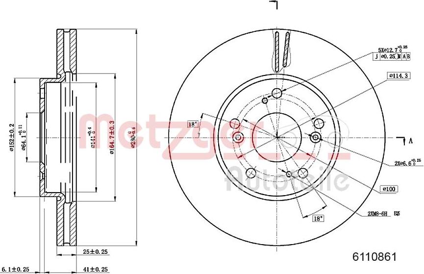 Metzger 6110861 - Тормозной диск autospares.lv