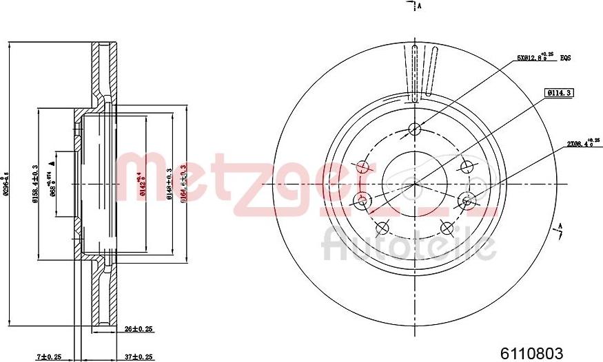 Metzger 6110803 - Тормозной диск autospares.lv