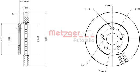 Metzger 6110819 - Тормозной диск autospares.lv