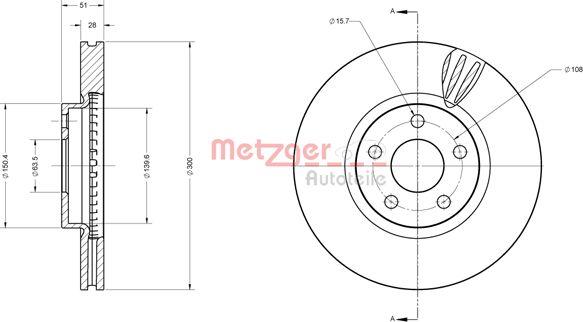 Metzger 6110814 - Тормозной диск autospares.lv