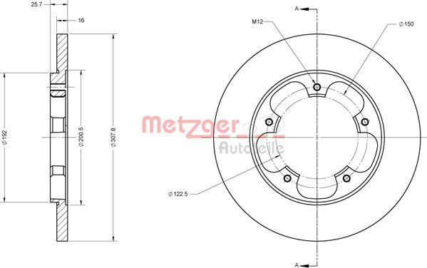 Metzger 6110816 - Тормозной диск autospares.lv