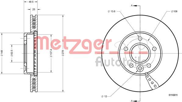 Metzger 6110811 - Тормозной диск autospares.lv