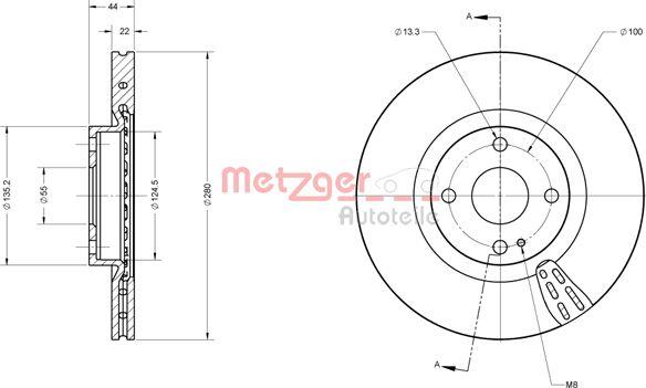 Metzger 6110834 - Тормозной диск autospares.lv