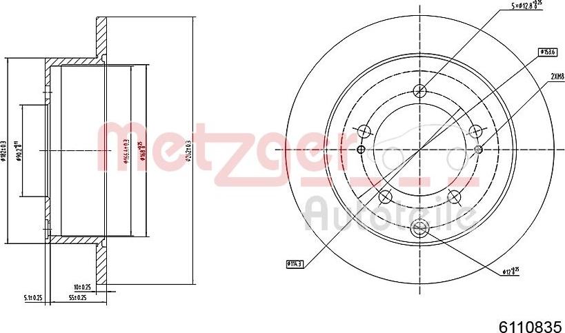 Metzger 6110835 - Тормозной диск autospares.lv