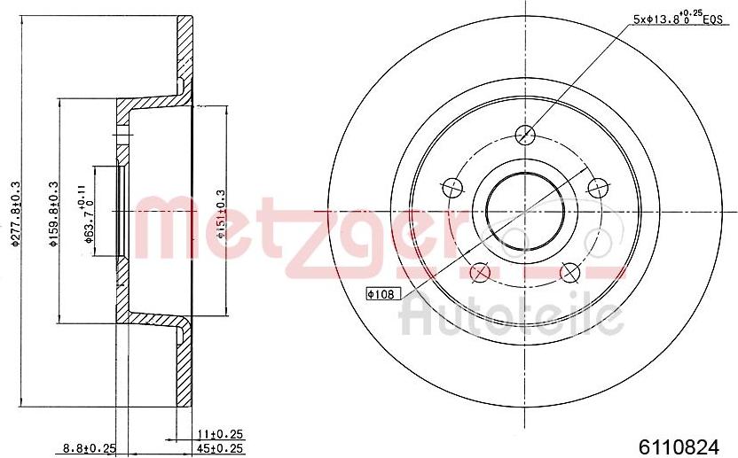 Metzger 6110824 - Тормозной диск autospares.lv