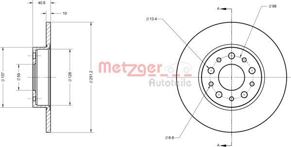 Metzger 6110828 - Тормозной диск autospares.lv