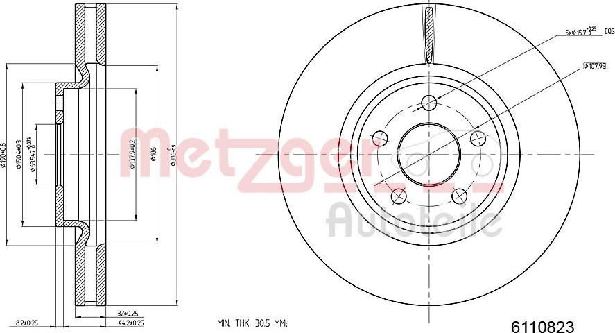 Metzger 6110823 - Тормозной диск autospares.lv