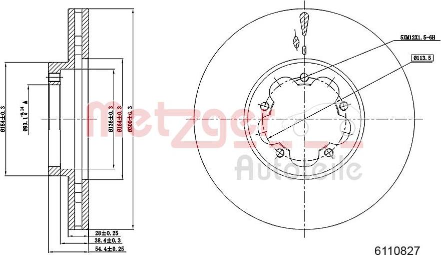 Metzger 6110827 - Тормозной диск autospares.lv