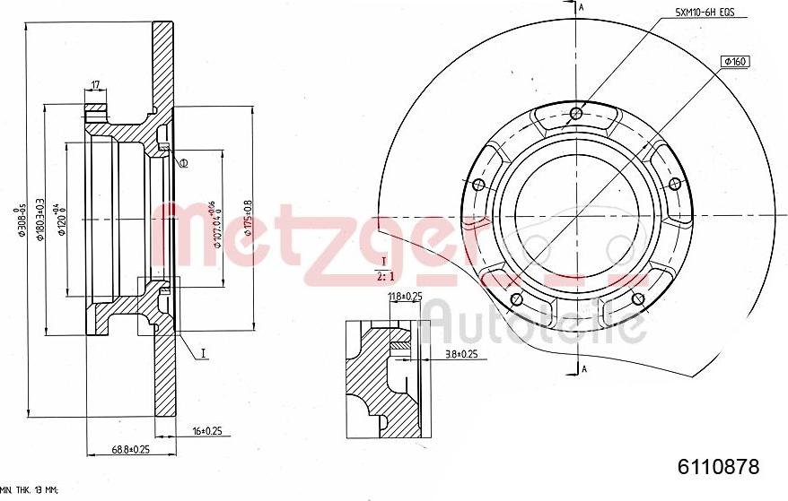 Metzger 6110878 - Тормозной диск autospares.lv